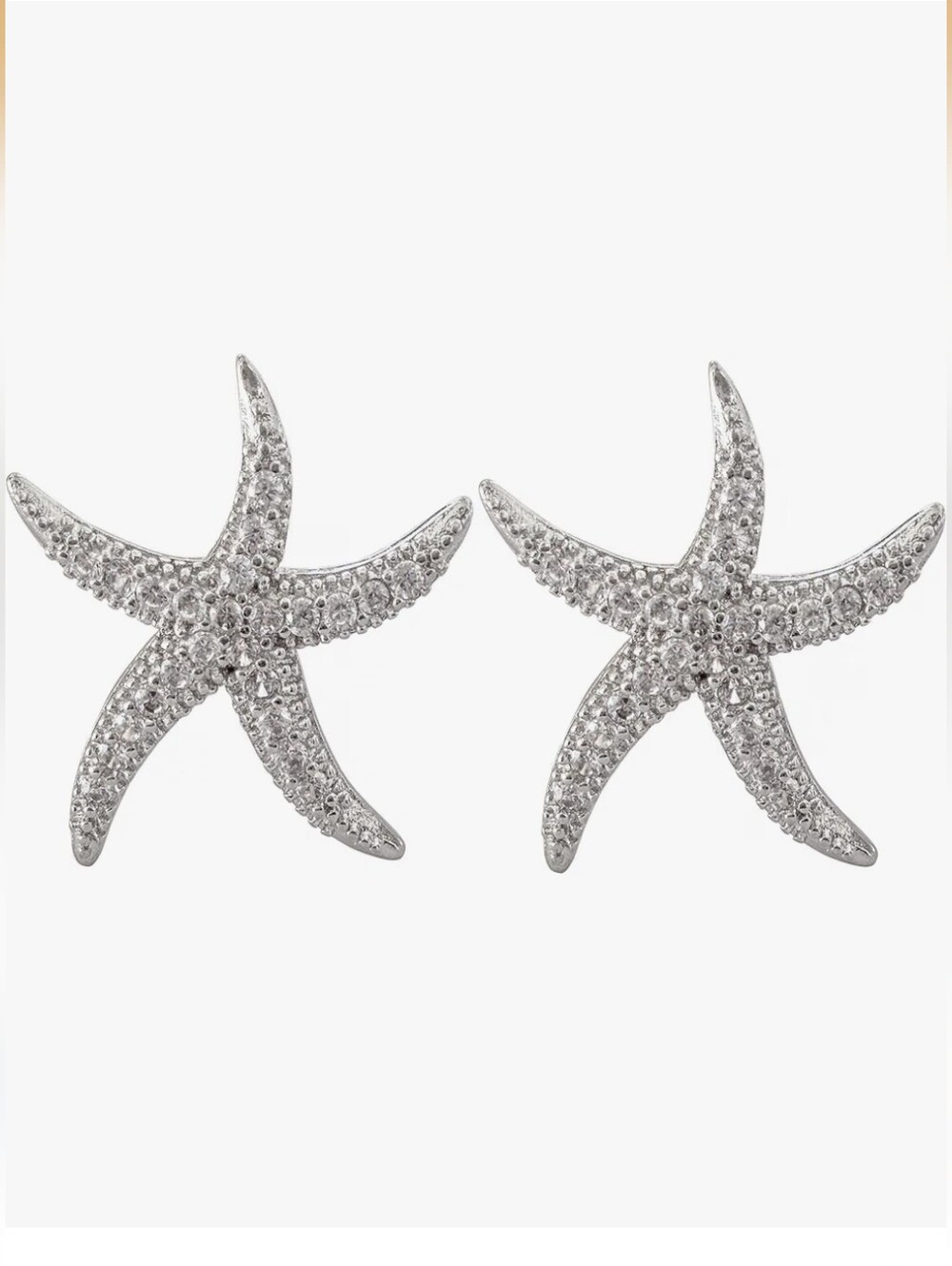 925 Sterling Silver Post Cute Starfish Star shaped Zirconia Earrings